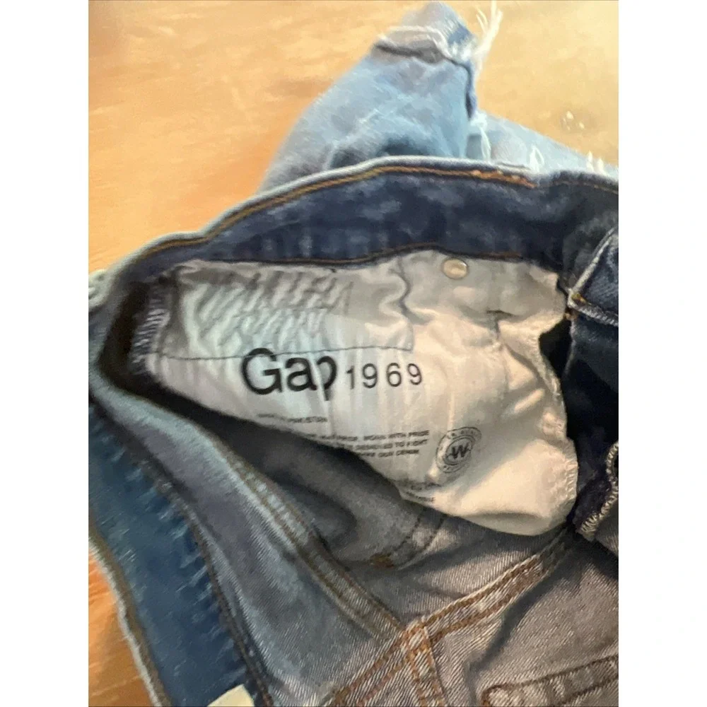 GAP Stretch Denim Rolled Cuff Distressed Shorts 29 - 5
